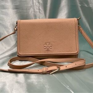 Tory Burch - Pinkish-Peach Color Pebbled Leather Crossbody Bag